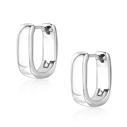 925 Sterling Silver Earrings Small Chunky Silver Earrings for Women Trendy Small Hoop Earrings Silver Hypoallergenic Earrings Small Thick Huggie Hoops Earrings for Jewelry Gifts - color: Silver