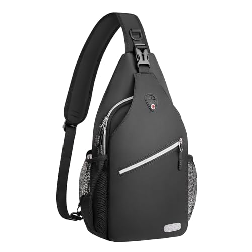 MOSISO Sling Backpack, Multipurpose Crossbody Shoulder Bag Travel Hiking Daypack - color: Black