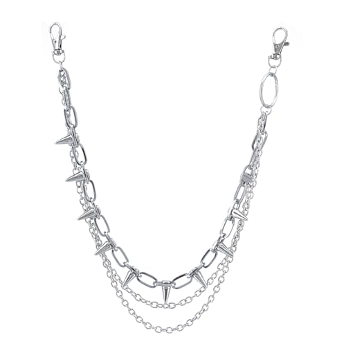 Layered Pants Chain keychain for Women Men Punk Wallet Chains Hiphop Jeans Keychain Halloween Jewelry - style: E-bullet chain 2