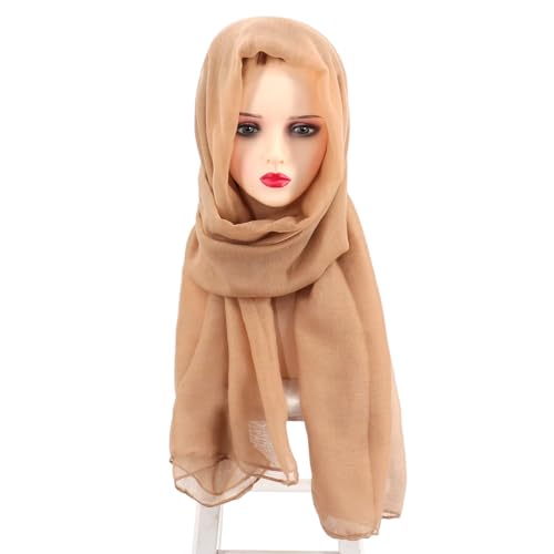 vimate Lightweight Scarf for Women Fashion Head Cover Hijab Cotton Voile Scarf Shawl Wrap for Spring Fall Winter Season - color: G2#.style 60-khika