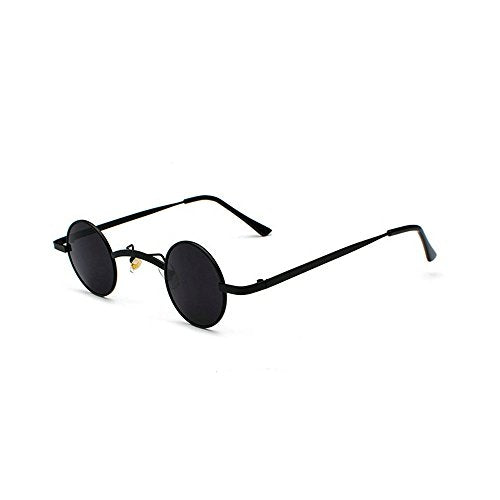 mincl/punk Small Chic Fashion Vintage Round Sunglasses Metal Frame - color: Black