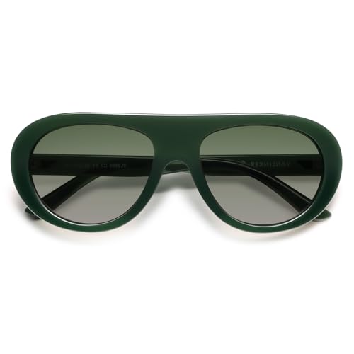 VANLINKER Oversized Retro Aviator Sunglasses for Women Men Chic 70s Vintage Style Trendy 2026 Chunky Sun Glasses VL9865 - color: C9-green/Gradient Green