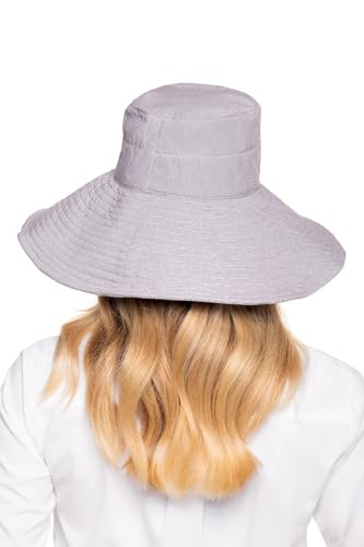 Women's Beach Hat - UPF 50+ Sun Protection - Brittany - color: Black/White Stripe - Mini Ticking Stripe