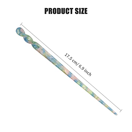 10 Pieces Acetate Hair Sticks, Women Styling Hair Vintage, Leopard Print Tortoise Shell Hairpin, Girls Chopsticks Hairpins, Disk Hair Sticks for Long Hair, Hair Accessories with Flannelette Bag - color: Novel Pattern