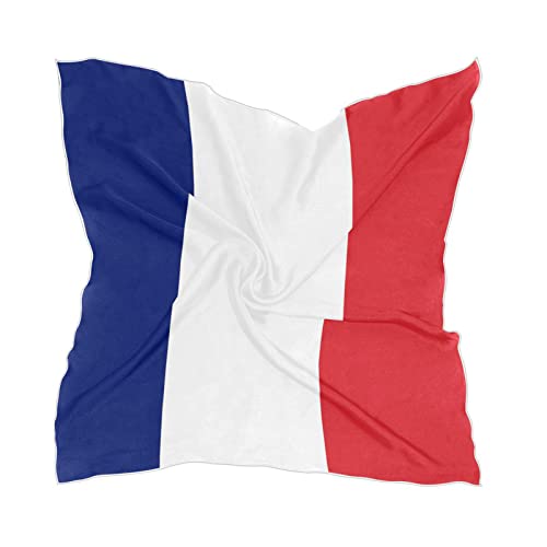 Women's Fashion Silk Scarf Square Satin Headscarf Neck Scarf Head Hair Wraps - color: French Flag