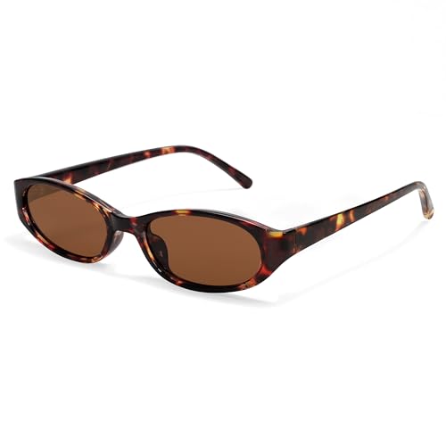 GUVIVI Retro Oval Sunglasses for Women 2026 90s Small Chic Cat Eye Sun Glasses Sunnies Lightweight Shades - color: Tortoise Frame - Brown Lens