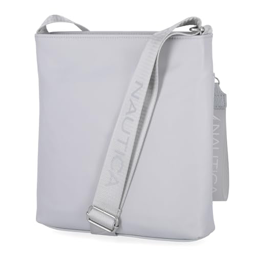 Nautica Diver Nylon Small Women's Crossbody Bag Purse with Adjustable Shoulder Strap - color: Ice Grey