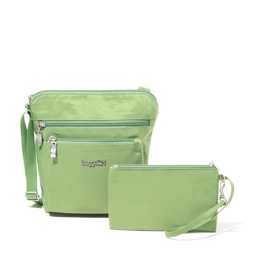 Baggallini Pocket Crossbody Bags for Women 8x8 Small Lightweight Durable Water-resistant Travel Purse W/Rfid - color: Moss