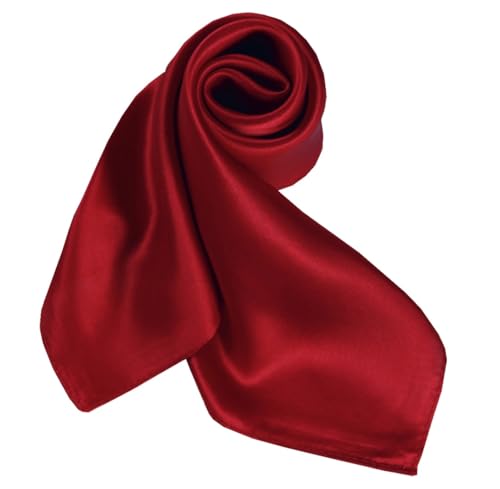 ANDANTINO 100% Mulberry Silk Square Scarf for Hair-25.6" X25.6'' Women Men Natural Silk Neckerchief Digital Printed Headscarf - color: Burgundy-solid Color