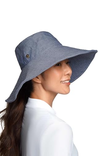 Women's Beach Hat - UPF 50+ Sun Protection - Brittany - color: Denim Blue Chambray