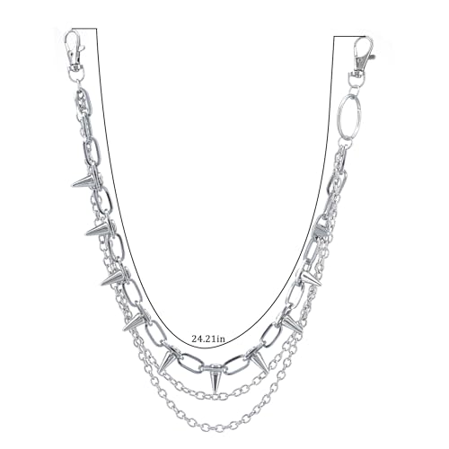 Layered Pants Chain keychain for Women Men Punk Wallet Chains Hiphop Jeans Keychain Halloween Jewelry - style: E-bullet chain 2