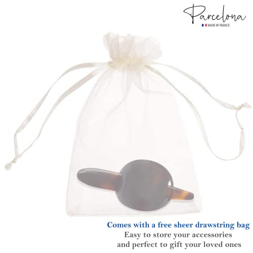 Parcelona French Classic Brown Shell Bun Holder Cover Hair Slider Pin Thru Hair Barrette Clip with Stick