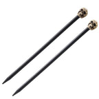 Gothic Skull Hair Sticks, 2 Pack – Halloween Cosplay Bun Holder Hair Chopsticks for Women, Matte-Black Skull Hair Pins for Witch/Vampire Costume, Goth Accessories