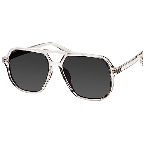 mosanana Oversized Aviator Sunglasses for Women and Men with Polarized Lens MS52243 - color: C6-transparent