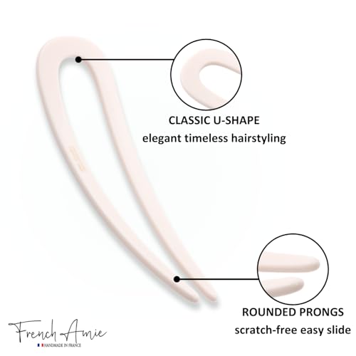 French Amie Slick Ivory Handmade Cellulose Acetate Chignon U Hair Pin Stick (Ivory) - color: Ivory