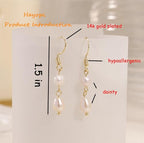 Hayopi Pearl Earrings for Women - Dainty Gold Dangle Drop Earrings, 14k Gold Plated Cute Bow Design, Hypoallergenic Pearl Studs, Wedding Jewelry Gifts - color: GOLD-2 drop pearl earrings