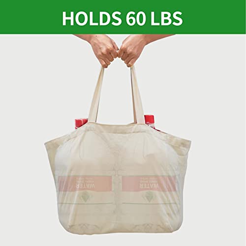 Canvas Reusable Grocery Bags Heavy Duty, 8.3 gal Foldable Large Tote Bag with Handles, Holds 60 lbs & Washable Eco-friendly Bags with 5 Pockets, Off white 1 Bags - color: [A2] Off White, size: 1 Pack