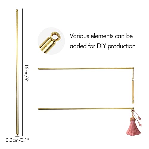 Lawie 40 Pack 6 Inch Gold Silver Long Metal Straight Hair Sticks with Hole Pencil Plain Hair Picks Forks Needle Rod Blank Thin Hairpins Hair Shawl Pins Chopsticks Bun Holder Craft DIY Accessories Bulk