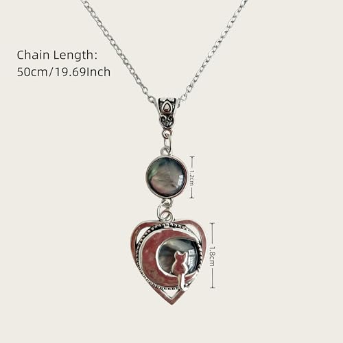 Gothic Vintage Gem Pendant Necklace | Victorian Style Filigree Silver-Tone Jewelry | Ideal Gift for Party Cosplay & Daily Wear - color: Firefly-Color