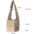 Coton Pose Women Hippie Crossbody Bag - Top Zip Large Capacity Canvas Sling Bag - Jacquard Cloth Handmade - color: Dark Green