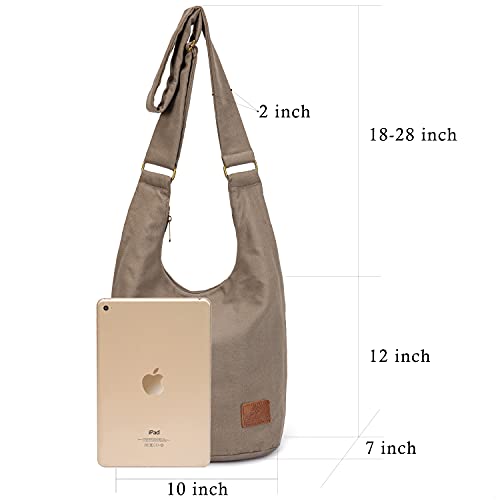 Coton Pose Women Hippie Crossbody Bag - Top Zip Large Capacity Canvas Sling Bag - Jacquard Cloth Handmade - color: Dark Green