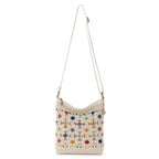 The Sak Lucia Crossbody Bag in Crochet, Convertible Purse with Adjustable Shoulder Strap - color: Natural Multi Flower