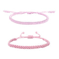 1/2Pcs Set Tibetan Rope Braided Rope String Adjustable Bracelet for Women Men Jewelry Handmade Bohemian Lucky Protection Bracelet Colorful - color: 2 pink