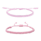 1/2Pcs Set Tibetan Rope Braided Rope String Adjustable Bracelet for Women Men Jewelry Handmade Bohemian Lucky Protection Bracelet Colorful - color: 2 pink
