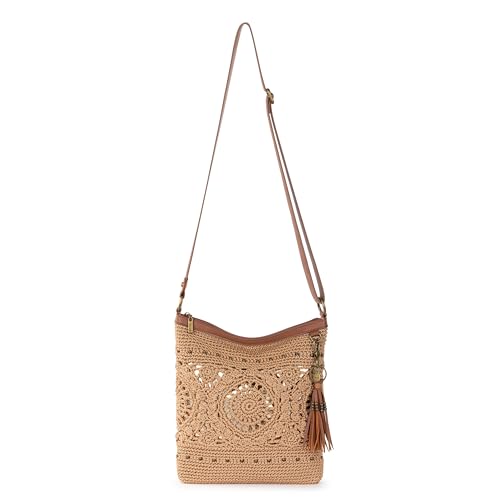 The Sak Lucia Crossbody Bag in Crochet, Convertible Purse with Adjustable Shoulder Strap - color: Bamboo Medallion