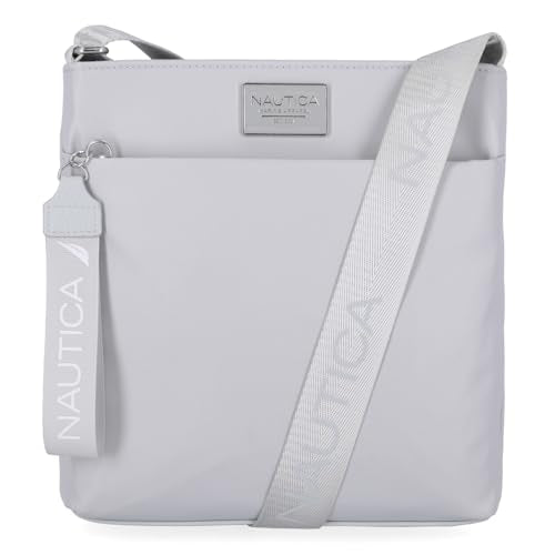 Nautica Diver Nylon Small Women's Crossbody Bag Purse with Adjustable Shoulder Strap - color: Ice Grey