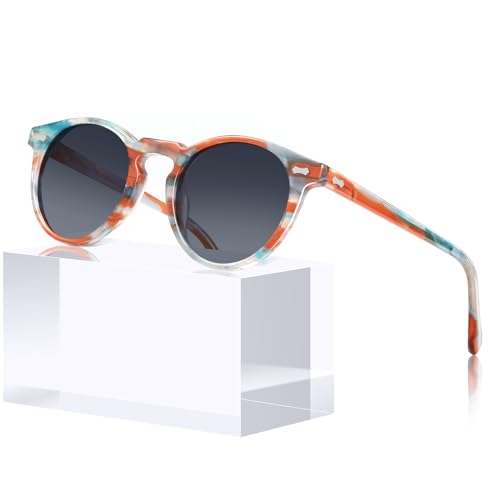 CARFIA Polarized Sunglasses for Women: Acetate Frame, Small/Medium Size, UV400 Protection - Anti Glare CA5288 - color: 7. Grey Gradient Lens