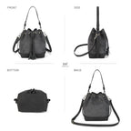AFKOMST Faux Suede Bucket Bags and Drawstring Crossbody Purse for Women Medium Tote Handbags with 2 Shouder Straps | Fit Pad mini, Long Wallet, Removable Long Strap - color: Grey