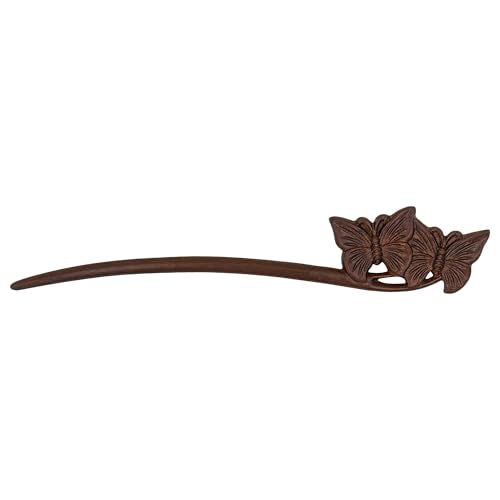 Traditional Chinese hair sticks, retro wooden hair pins, used for long hair accessories buns, Hanfu Dressing Accessories（Double Butterfly） - color: Double Butterfly