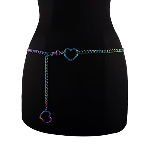 Heart Waist Chain for Women Vintage Belly Chain Cute Body Chain Jewelry Adjustable Metal Waist Accessories For Dress Jeans - size: Large(130cm/51.2in), style: Colorful
