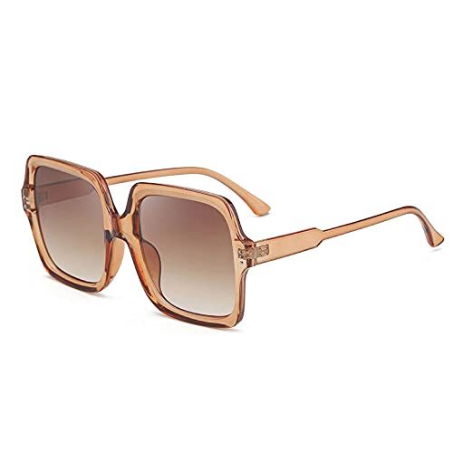 Dollger Oversized Square Sunglasses for Women Big Large Wide Fashion Shades for Men UV Protection Unisex - color: Square Style2:transparent Brown