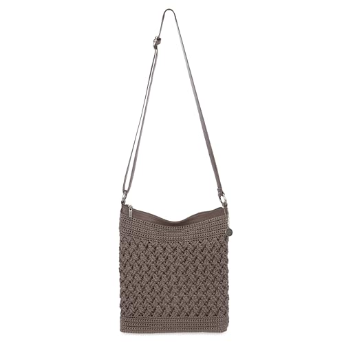 The Sak Lucia Crossbody Bag in Crochet, Convertible Purse with Adjustable Shoulder Strap - color: Mushroom Cozy Weave