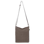 The Sak Lucia Crossbody Bag in Crochet, Convertible Purse with Adjustable Shoulder Strap - color: Mushroom Cozy Weave