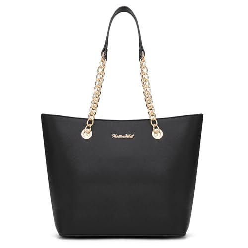 Montana West Tote Bag for Women Chain Top-handle Handbags - color: Black