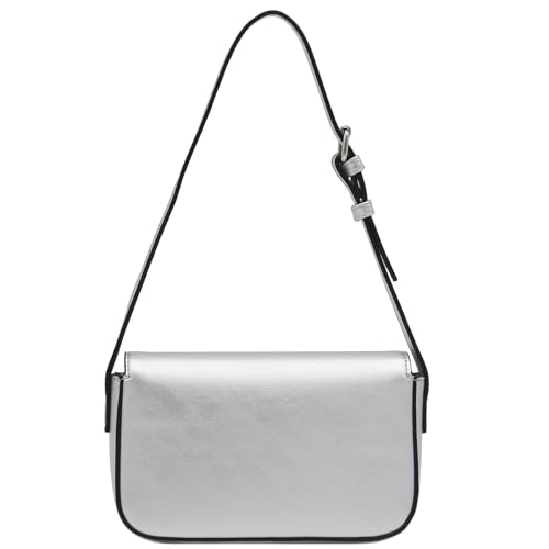Mini Classic Rectangular Flap Purse Underarm Shoulder Bag - color: Silver
