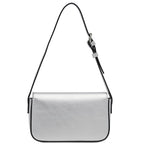 Mini Classic Rectangular Flap Purse Underarm Shoulder Bag - color: Silver