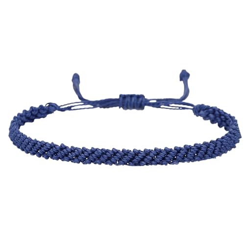 1/2Pcs Set Tibetan Rope Braided Rope String Adjustable Bracelet for Women Men Jewelry Handmade Bohemian Lucky Protection Bracelet Colorful - color: 2 blue