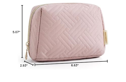 BAGSMART Small Makeup Bag, Travel Cosmetic Bag Make Up Pouch Small Travel Essentials for Women Dorm Room Essentials Pouch,Water-resistant Toiletry Bag,Makeup Organizer Bag, Pink - color: 01-Pink