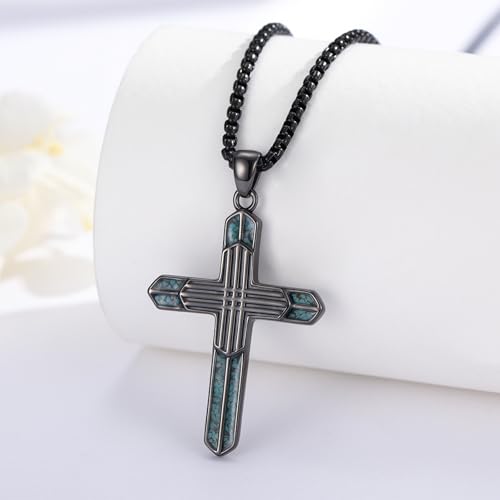 Turquoise Necklaces 925 Sterling Silver Western Necklace Boho Jewelry for Men Women Her Birthday Valentines Day Gifts - style: 8-Black Cross Necklace
