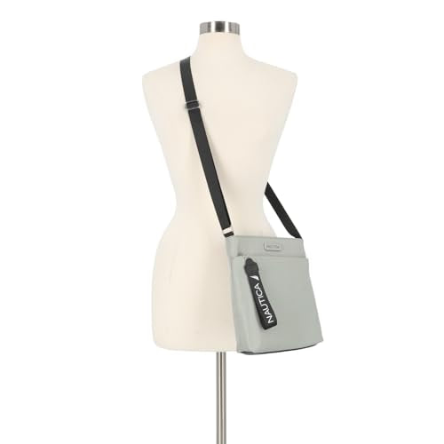 Nautica Diver Nylon Small Women's Crossbody Bag Purse with Adjustable Shoulder Strap - color: Dove/Grey