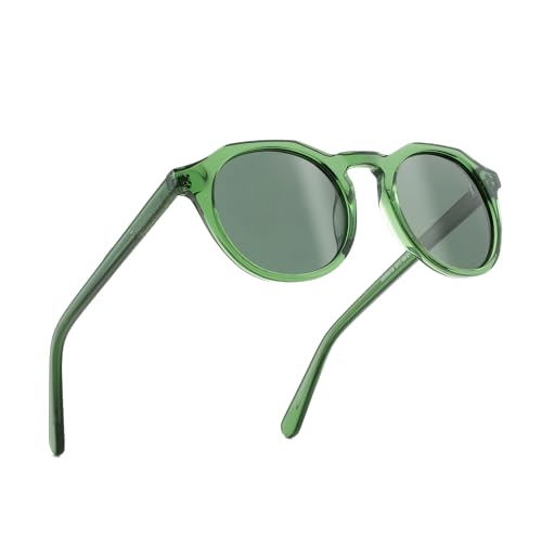 ZENOTTIC Vintage Round Polarized Sunglasses for Men Women UV400 Protection - color: C11 Crystal Green Frame Green Lens