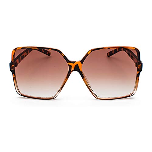 Dollger Oversized Square Sunglasses for Women Big Large Wide Fashion Shades for Men UV Protection Unisex - color: B: Leopard Frame Brown Lens