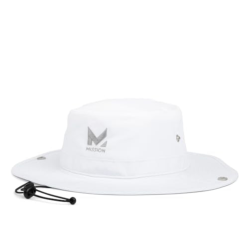 MISSION Cooling Bucket Hat - Unisex Wide-Brim Hat for Men & Women - Lightweight, Foldable & Durable - Cools Up to 2 Hours - color: White