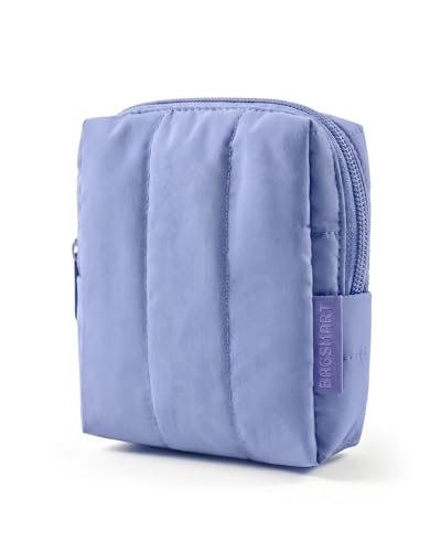 BAGSMART Small Travel Makeup Bag for Purse Toiletry Pouch, Puffy Padded Mini Cosmetics Bag, Cute Make Up Pouch for Women with Slip-in Pocket, Travel Essentials for Toiletries, Purple - color: 06-Purple
