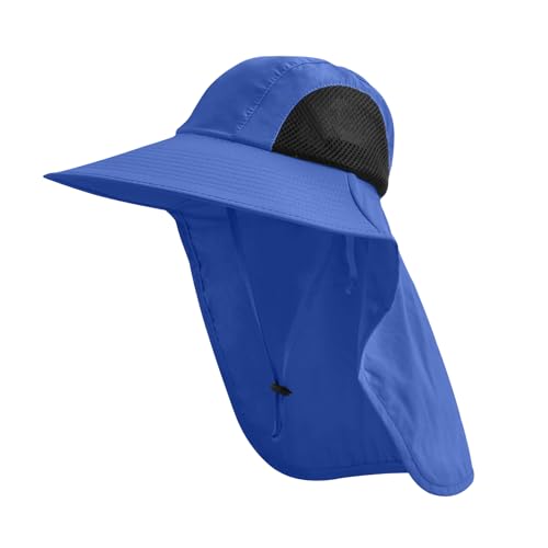 Sun Hat for Men Women with Neck Flap,UPF 50+ UV Protective Hiking Fishing Hats,Wide Brim Sun Hat for Women&Men - color: 1pack-royalblue