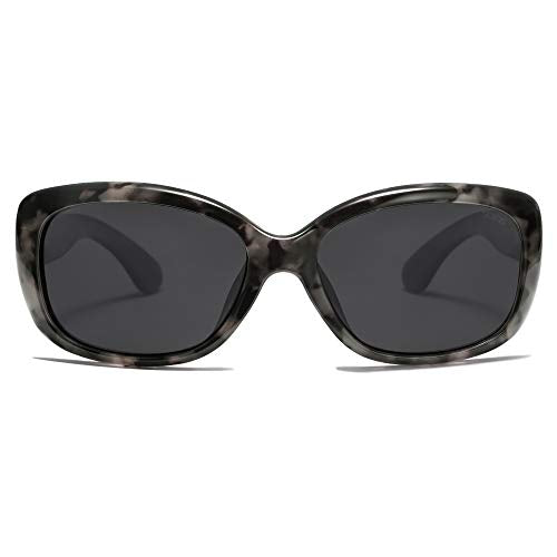 SOJOS Vintage Square Sunglasses for Women Polarized UV Protection Havana Frame SJ2111 - color: Black Tortoise/Grey
